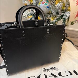 Coach Black Studded Leather Tote